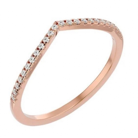 Thin Rose Gold and Cubic Zirconia Ring - Picture 1 of 6